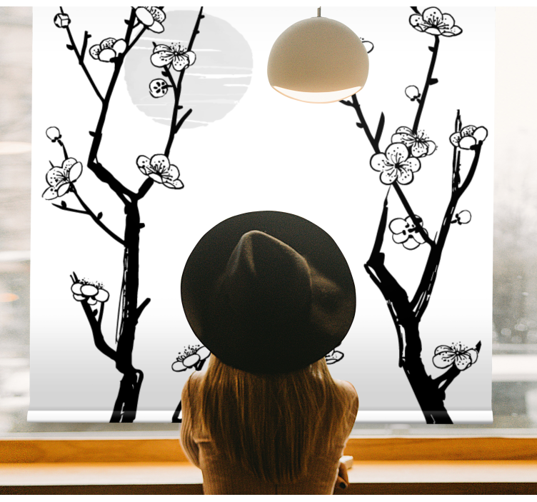 Blossoming Branches Silhouette flowers and plant blind - TenStickers