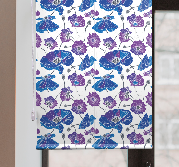 Blue and pink pattern flowers and plant blind - TenStickers