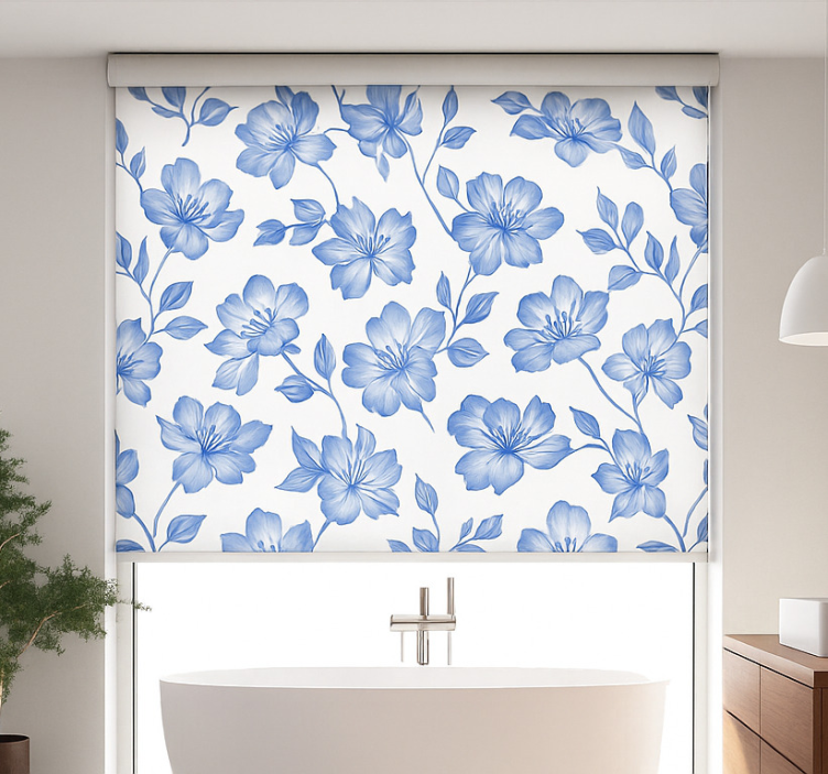 Blue and white floral master bedroom blind - TenStickers