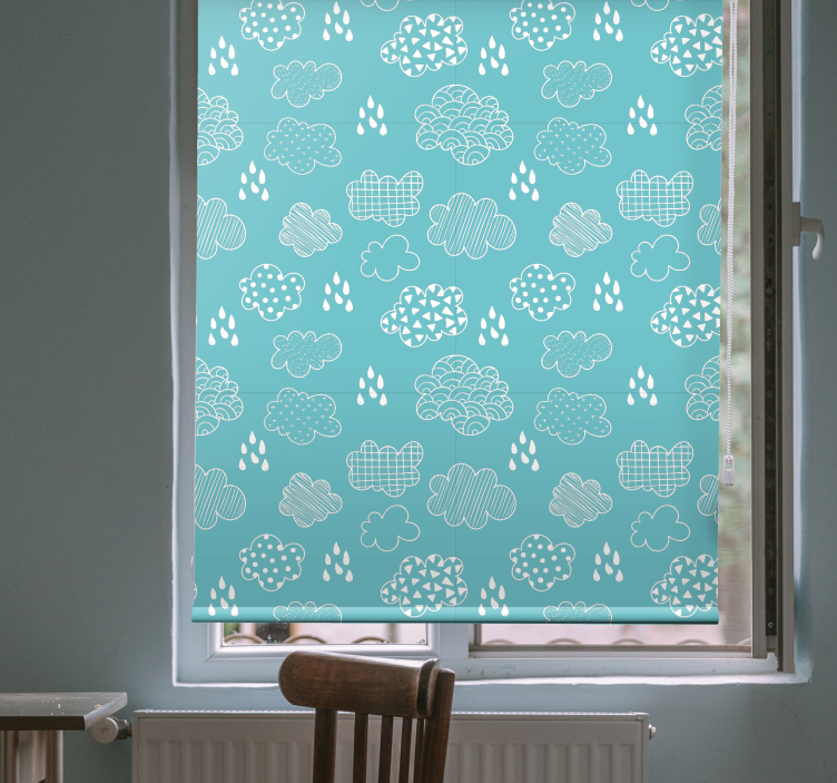 Blue drawing pattern cloud blind - TenStickers
