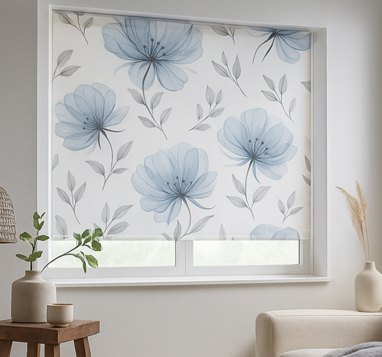 Blue elegant flowers teenage  roller blind - TenStickers