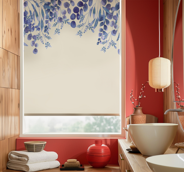 Blue falling branches of leaves bathroom blind - TenStickers