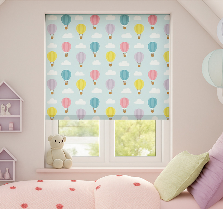 Blue hot air balloons childrens blind - TenStickers