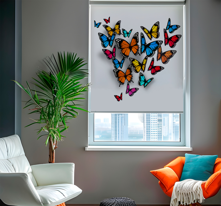 Bright colorful butterflies roller blind - TenStickers