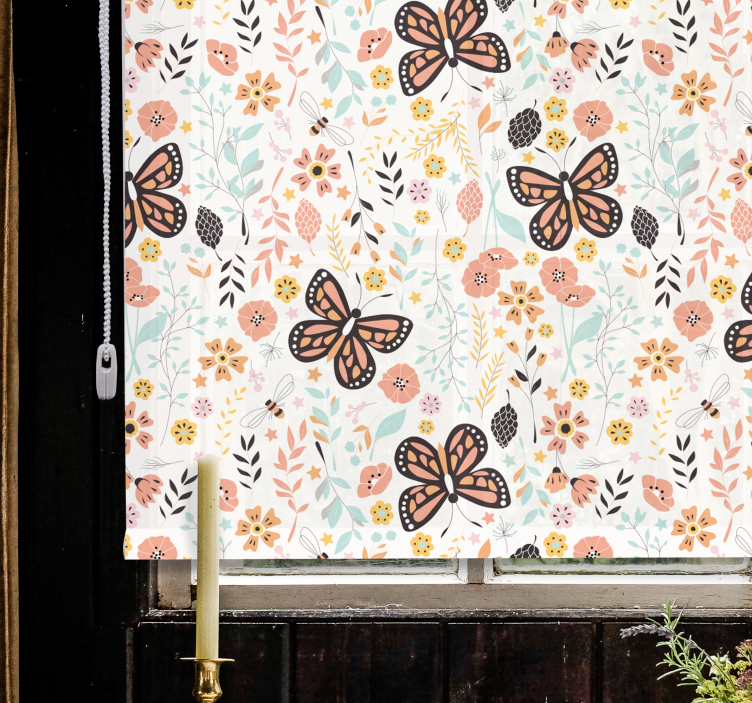 Butterfly Garden Pattern flower blind - TenStickers