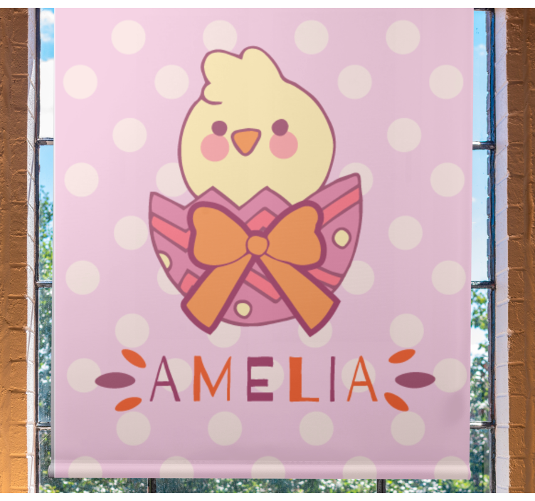 Baby chick with bow and name customised blind - TenStickers
