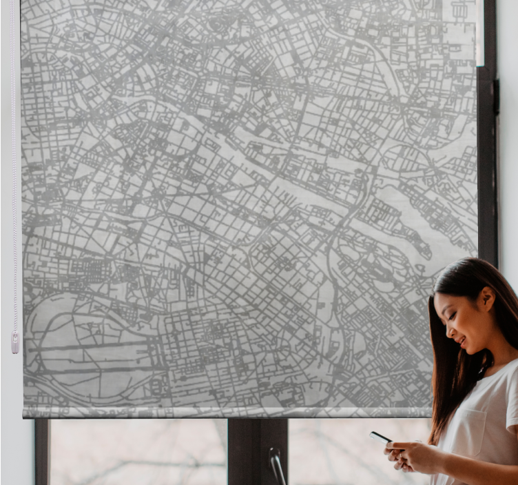 City map outline original roller blind - TenStickers