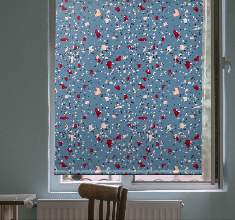 Blue geometric terrazzo texture and pattern blind - TenStickers