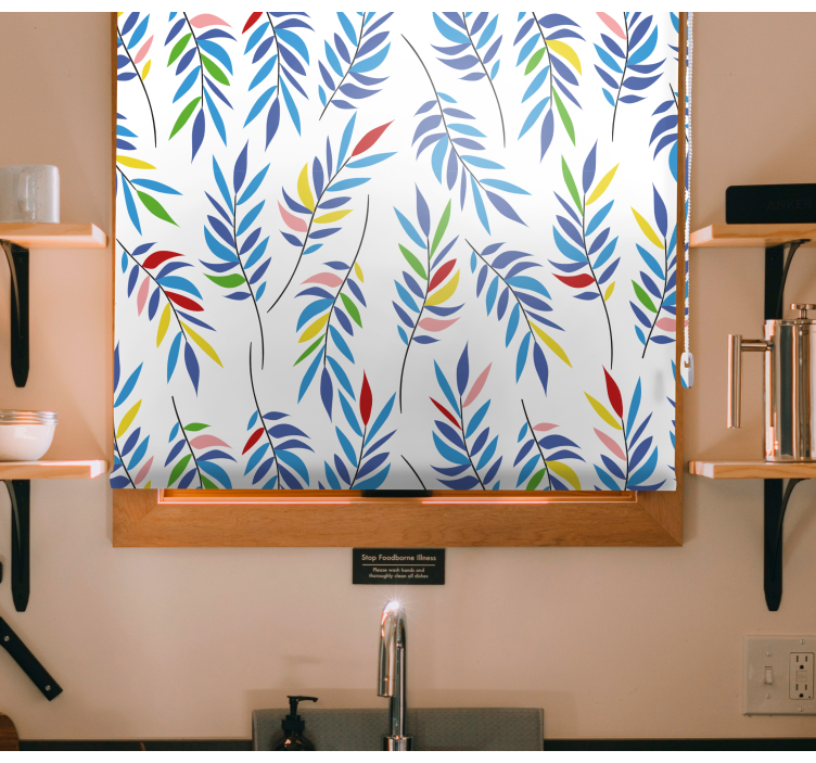 Colorful leafy pattern flowers and plant blind - TenStickers