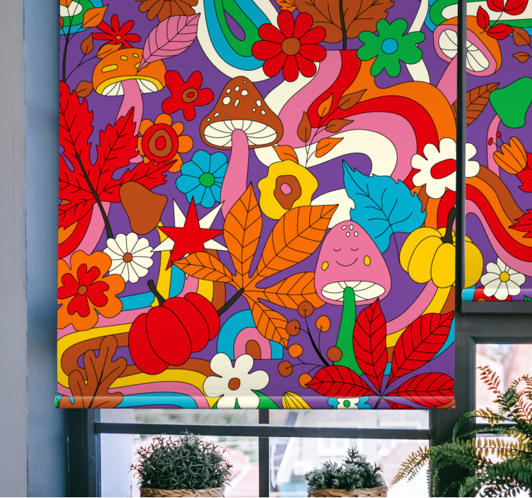 Colorful Mushroom Fantasy funky roller blind - TenStickers