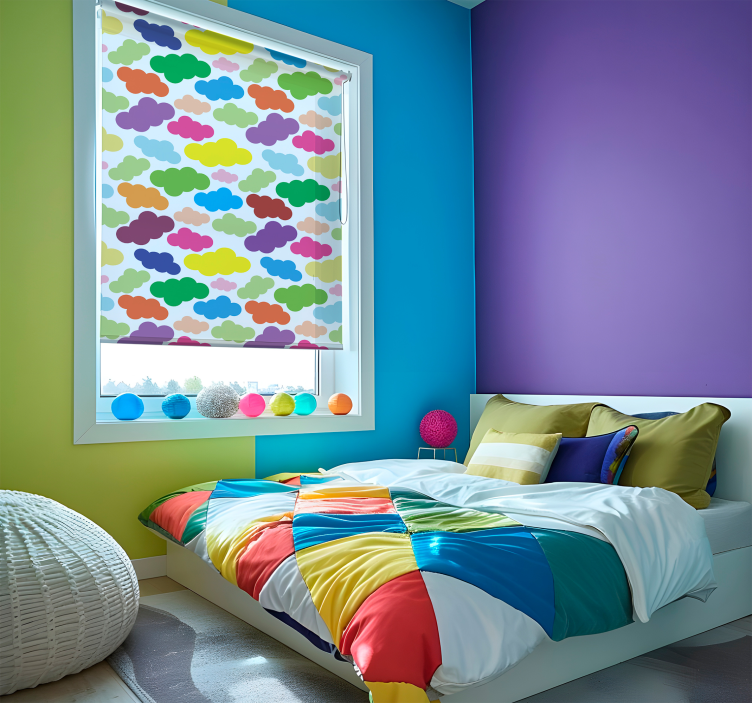 Colorful pattern cloud roller blind - TenStickers