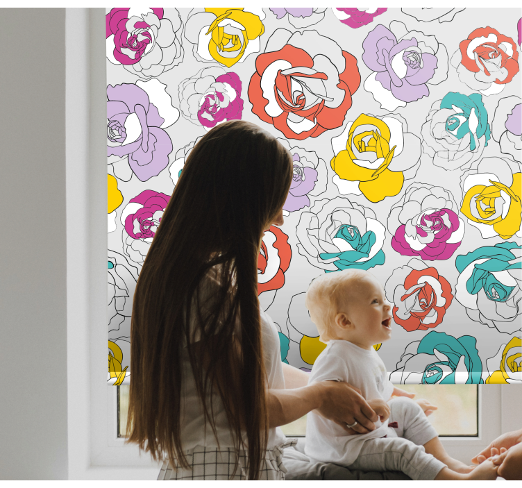 Colorful Rose Pattern flower blind - TenStickers