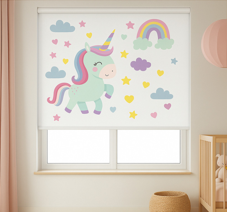 Colorful unicorn design childrens blind - TenStickers