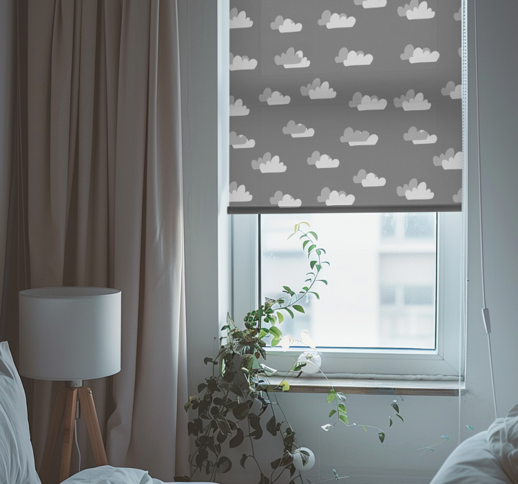 Cumulus Cloud Pattern grey blind - TenStickers