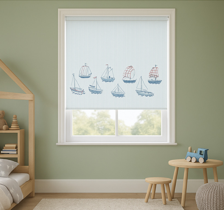 Blue sailing boats childrens blind - TenStickers