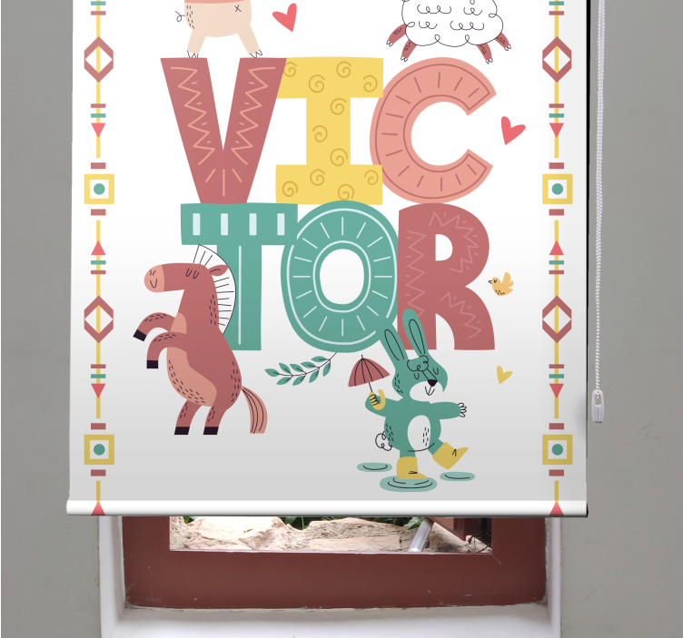 Boho animals with name childrens blind - TenStickers