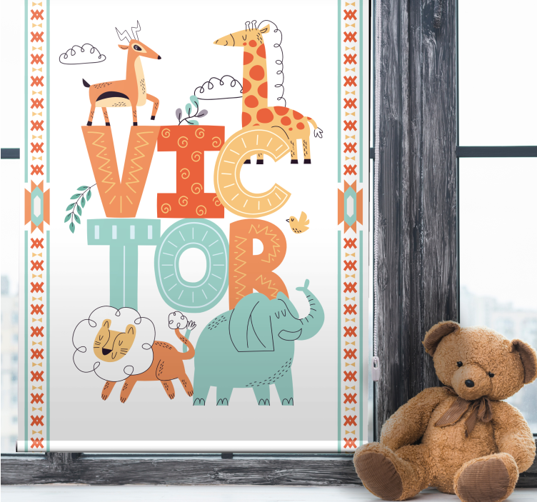 Savage animals with name childrens blind - TenStickers