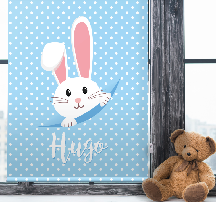 White bunny with name nursery blind - TenStickers