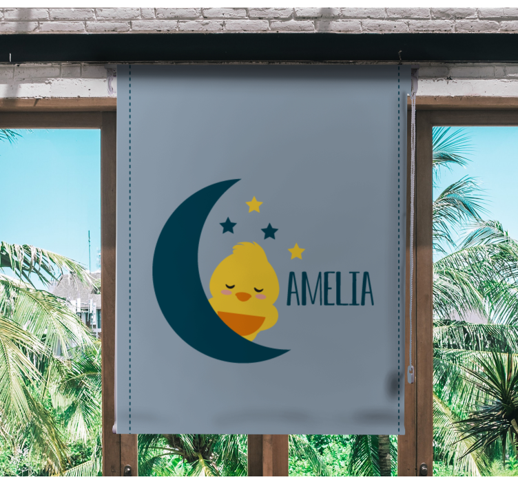 Moon chick with name childrens blind - TenStickers