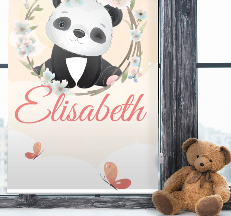 Baby panda with name childrens blind - TenStickers