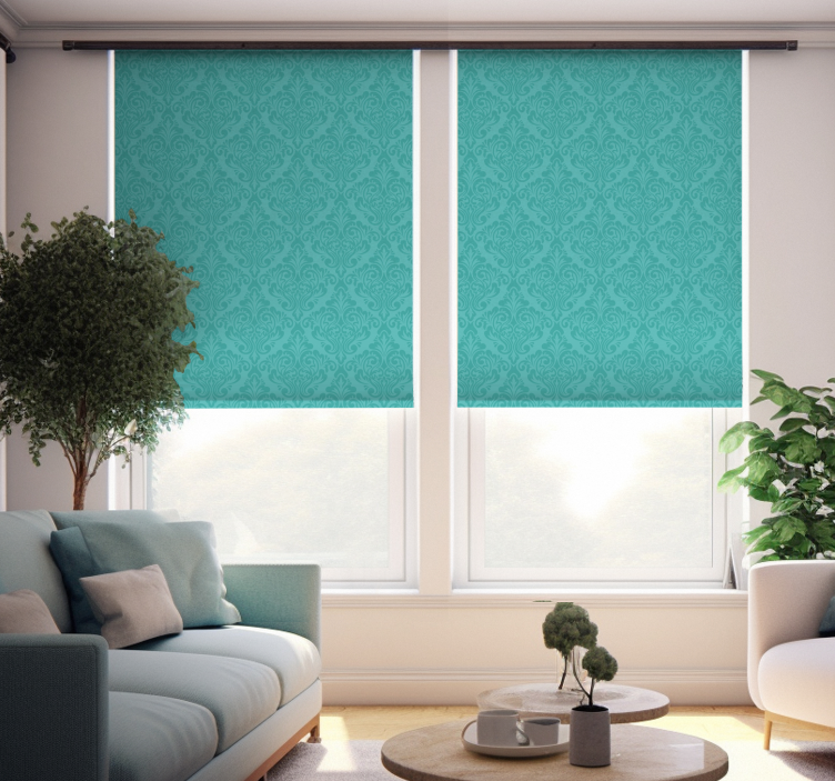 Damask Turquoise window blind - TenStickers
