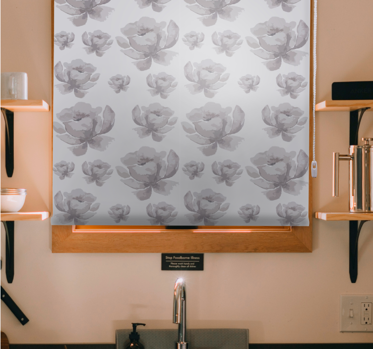 Grey delicate design flowers and plant blind - TenStickers