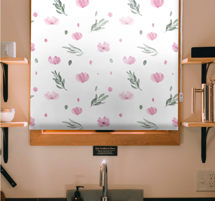 Delicate floral theme kitchen blind - TenStickers