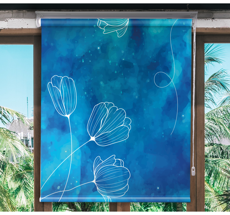 Elegant blue silhouettes flower blind - TenStickers