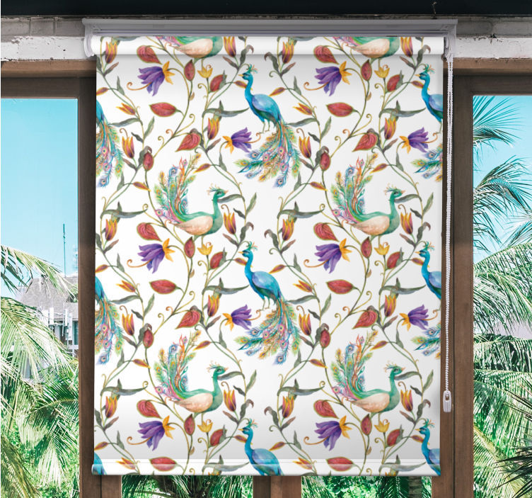 Elegant Peacock Floral flowers and plant blind - TenStickers