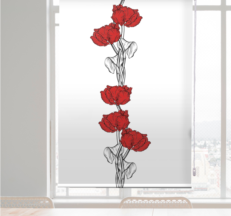 Elegant red blooms flowers and plant blind - TenStickers