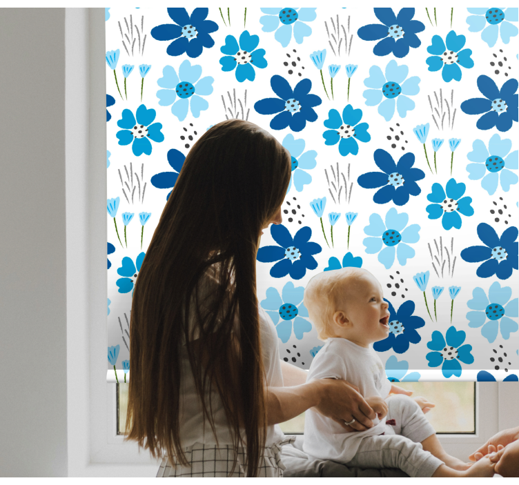 Blue simple pattern flowers and plant blind - TenStickers