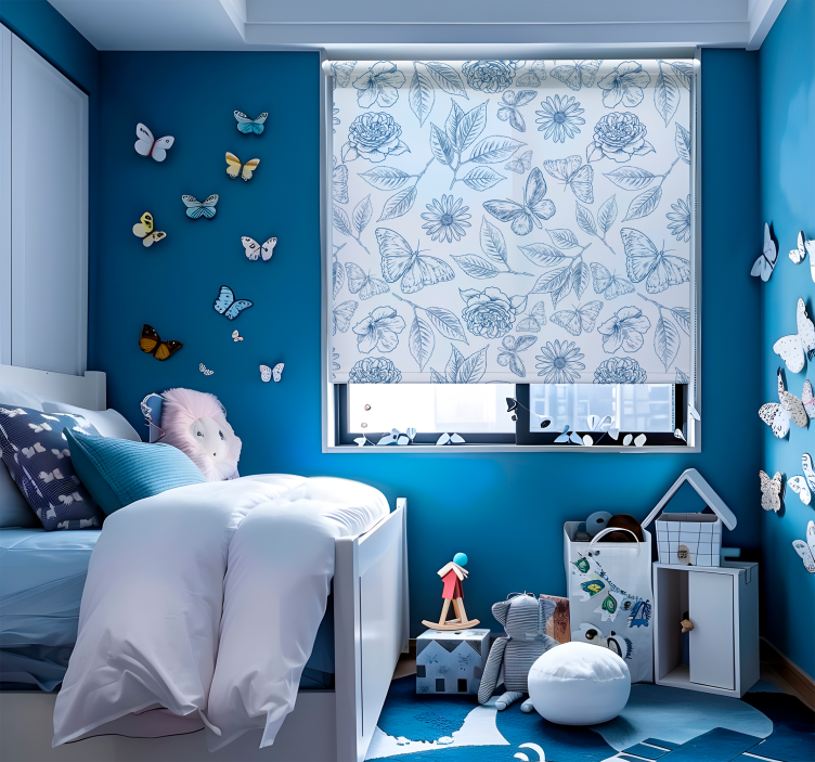 Floral design butterfly blind - TenStickers