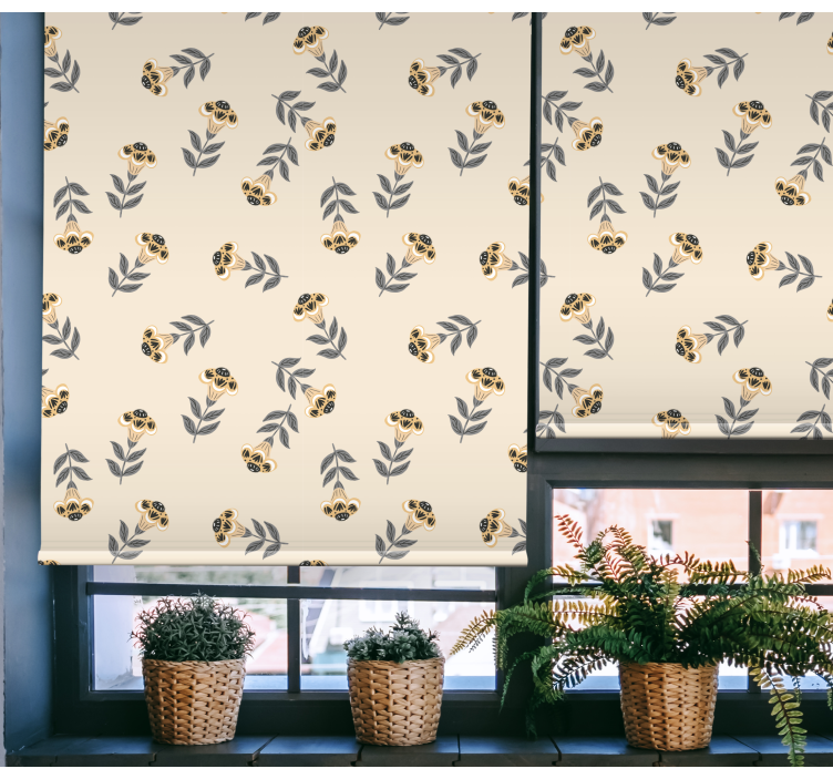Beige minimalistic pattern flowers and plant blind - TenStickers