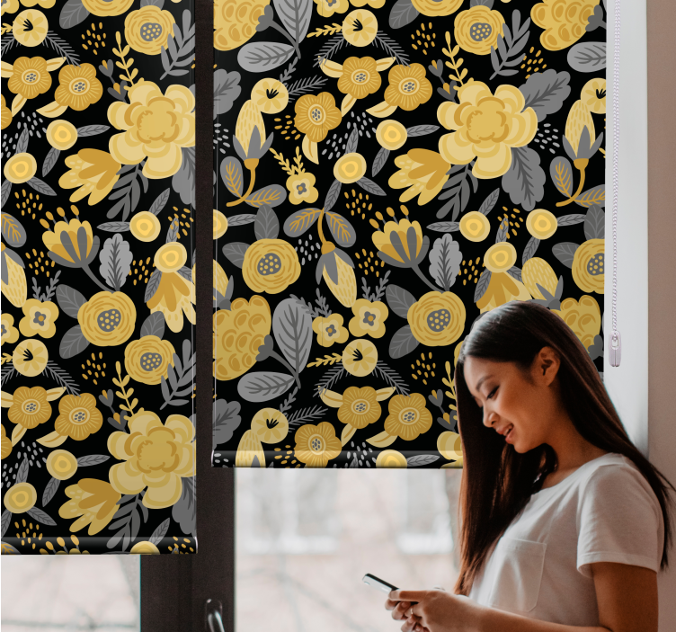 Yellow botanical pattern flower blind - TenStickers