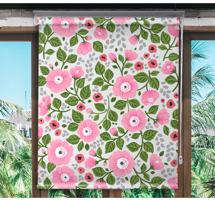 Pink blooms garden flowers and plant blind - TenStickers