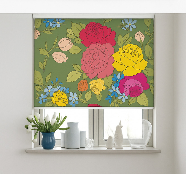 Floral rose pattern kitchen blind - TenStickers