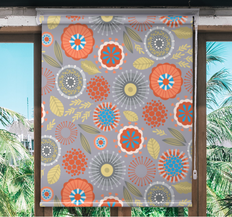 Flowers and plant blind in vibrant floral design - TenStickers