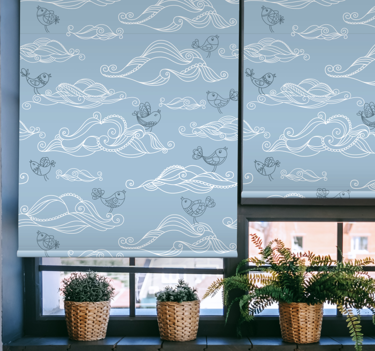 Flowing Waves and Birds cloud blind - TenStickers