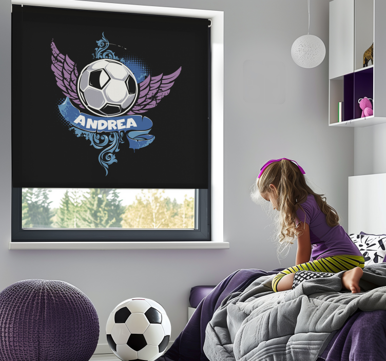 Flying ball with name football roller blind - TenStickers