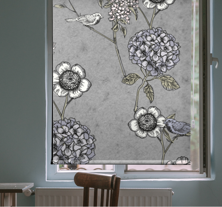 Grey gentle motif flowers and plant blind - TenStickers