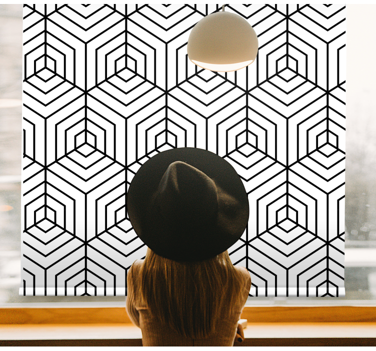 Black and white hexagons modern blind - TenStickers