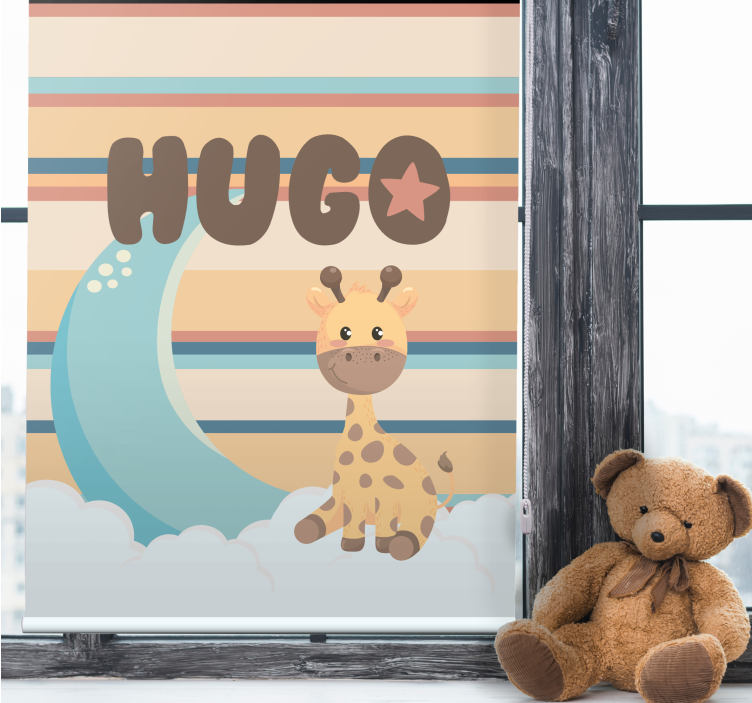 Giraffe with Clouds nursery blind - TenStickers