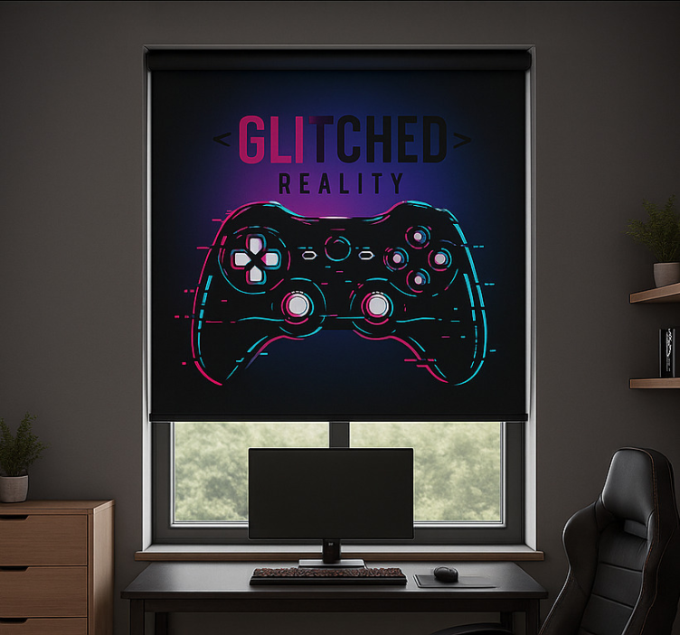Glitched reality controller geek roller blind - TenStickers
