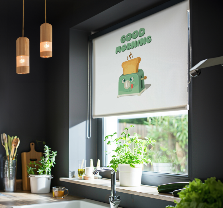 Good morning with toaster kitchen blind - TenStickers