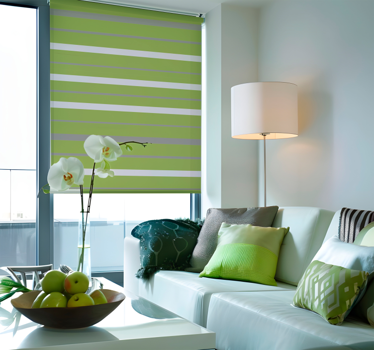 Gray and green stripy pattern elegant roller blind - TenStickers