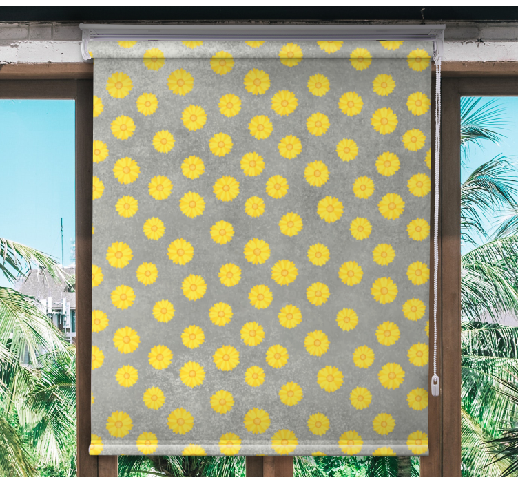 Gray and Yellow Pattern flowers and plant blind - TenStickers