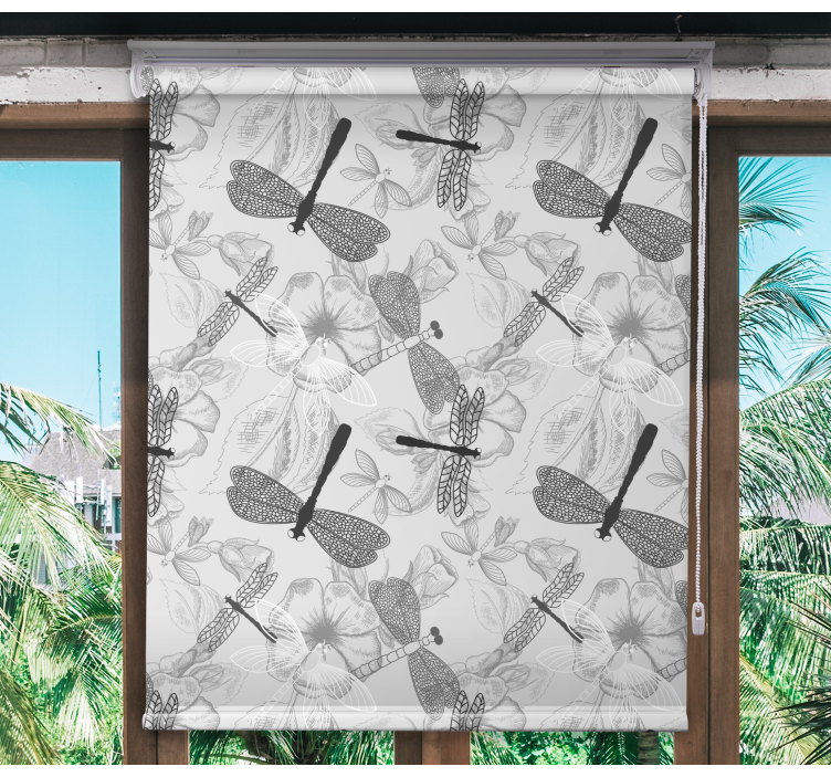 Gray dragonflies and daffodils Flower blind - TenStickers