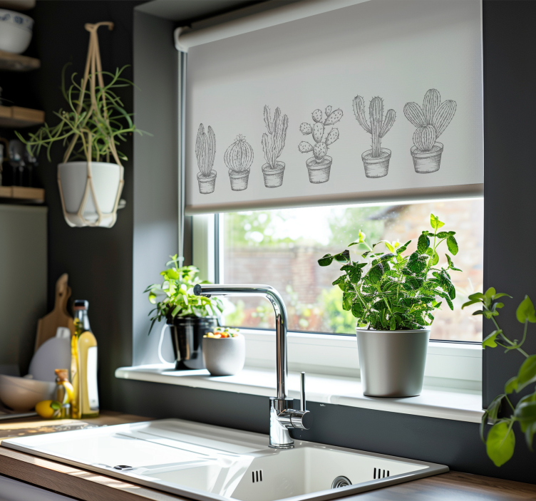 Gray shades cactus roller blind - TenStickers
