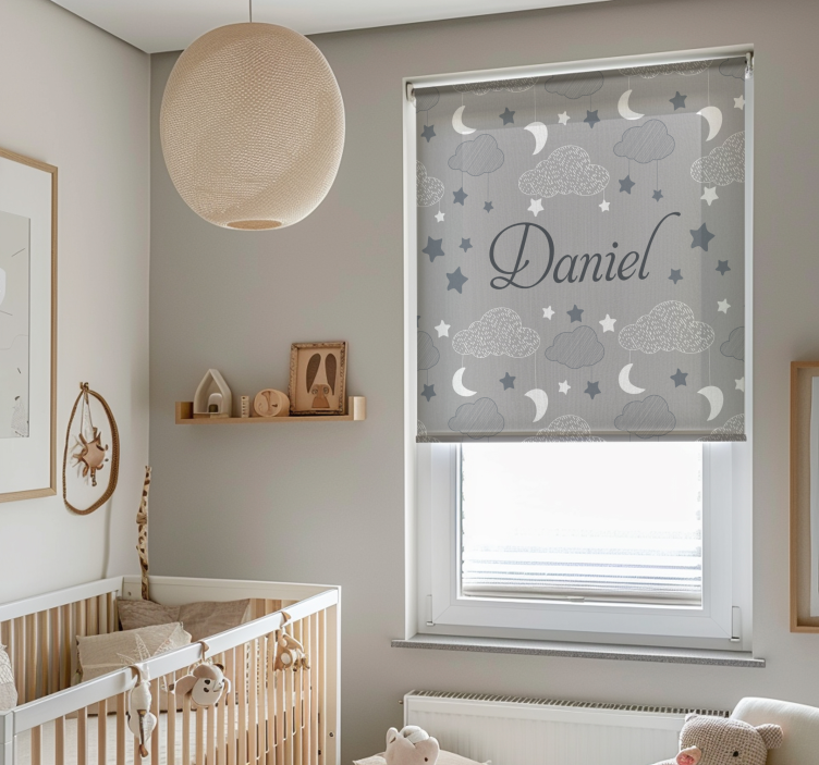 Gray starry clouds customised roller blind - TenStickers