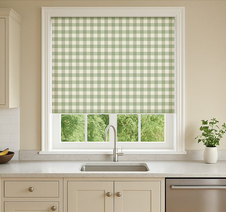 Green cloth pattern kitchen blind - TenStickers